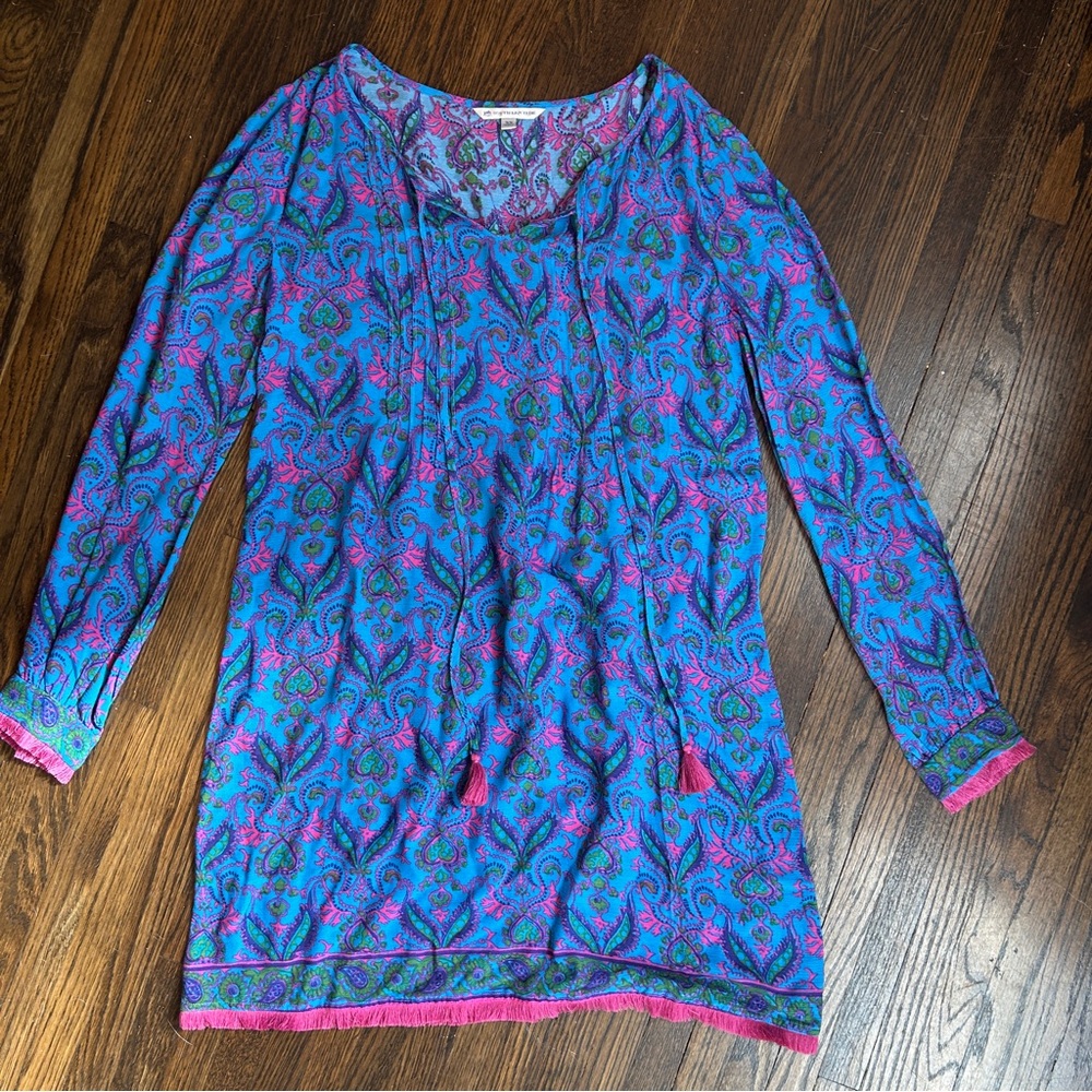 Southern Tide | Women’s Stella Brilliant Blue Pink Long Sleeve Mini Dress